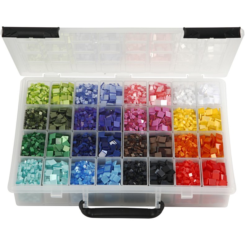 Minimosaik, str. 5x5+10x10 mm, tykkelse 2 mm, 32x25 g/ 1 pk.