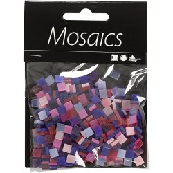Minimosaik, str. 5x5 mm, tykkelse 2 mm, lilla/m&oslash;rk lilla, 25 g/ 1 pk.