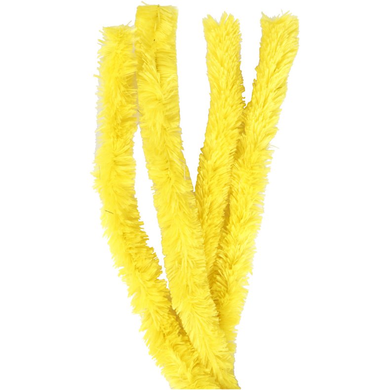 Chenille, L: 40 cm, tykkelse 30 mm, gul