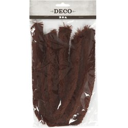 Chenille, L: 40 cm, tykkelse 30 mm, brun, 4 stk./ 1 pk.