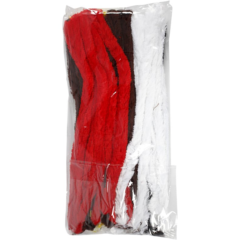 Chenille, L: 40 cm, tykkelse 30 mm, ass. farver, 48 stk./ 1 pk.