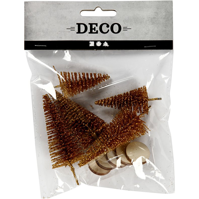 Grantr&aelig;er, H: 40+60 mm, guld, 5 stk./ 1 pk.