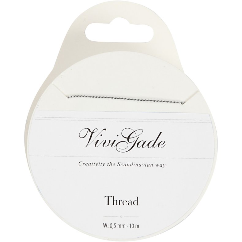 Tr&aring;d, tykkelse 0,5 mm, s&oslash;lv, 10 m/ 1 rl.