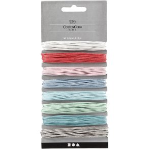 Bomuldssnor, tykkelse 1 mm, pastelfarver, 8x5 m/ 1 pk.