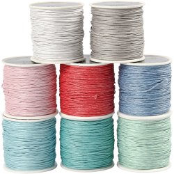 Bomuldssnor, tykkelse 1 mm, ass. farver, 8x40 m/ 1 pk.