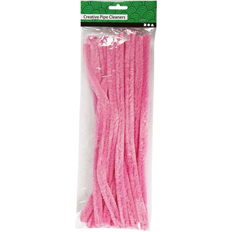 Chenille, L: 30 cm, tykkelse 15 mm, pink, 15 stk./ 1 pk.