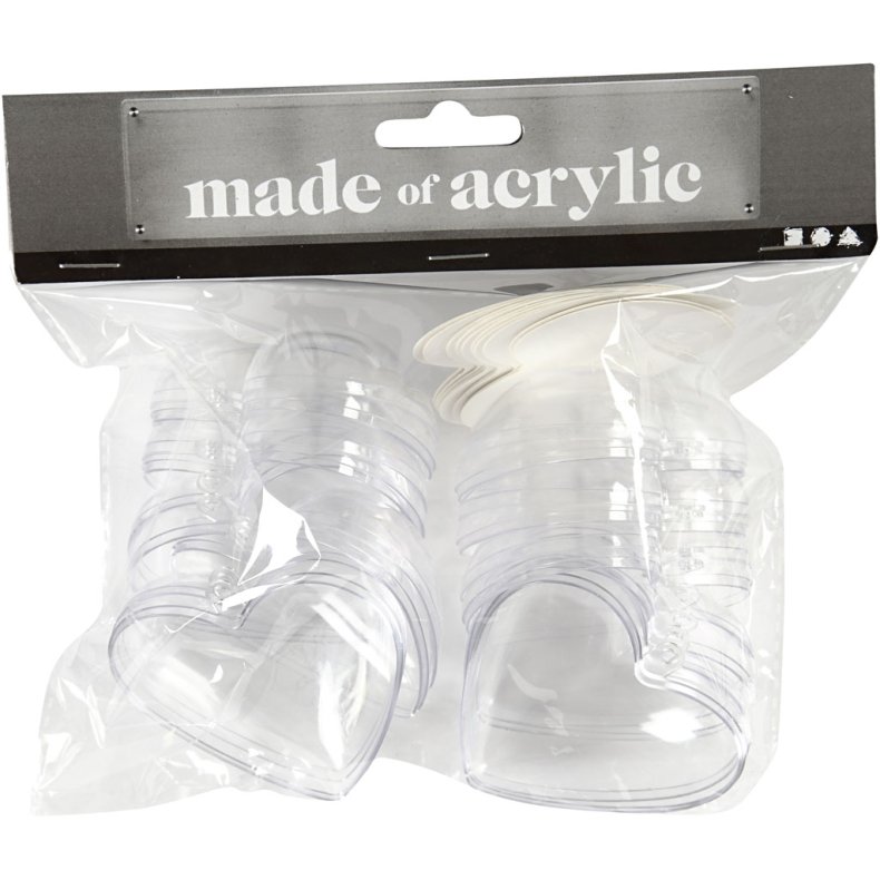Deko-hjerte, H: 6,5 cm, transparent, 10 stk./ 1 pk.