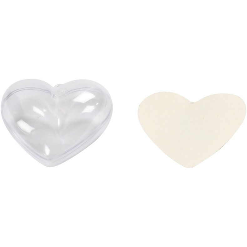 Deko-hjerte, H: 6,5 cm, transparent, 10 stk./ 1 pk.