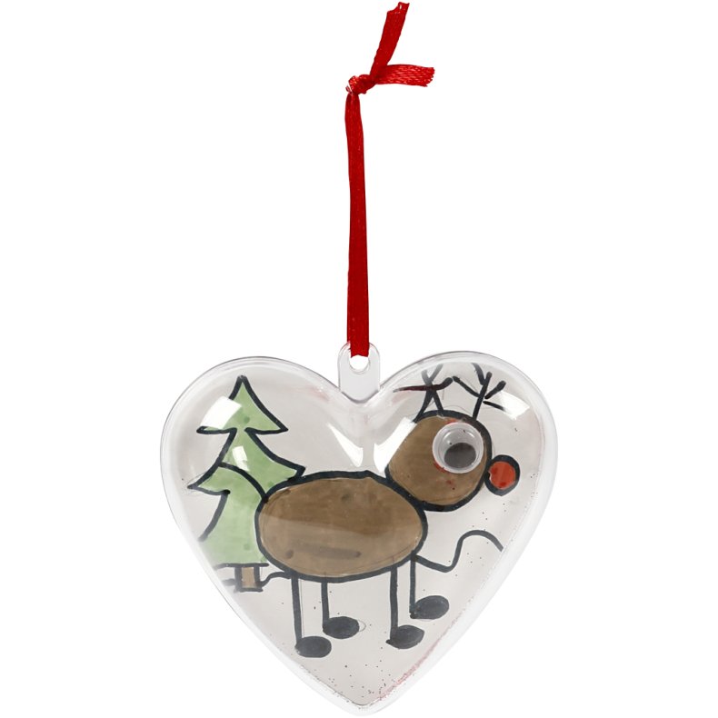 Deko-hjerte, H: 6,5 cm, transparent, 10 stk./ 1 pk.