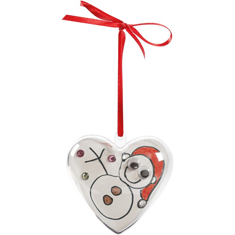Deko-hjerte, H: 6,5 cm, transparent, 10 stk./ 1 pk.