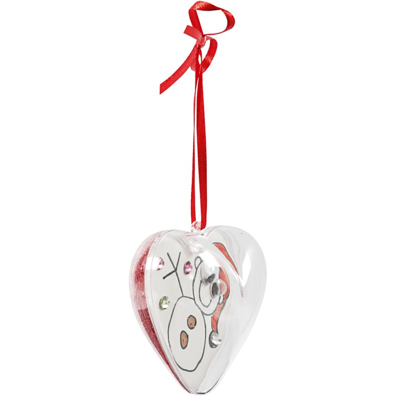 Deko-hjerte, H: 6,5 cm, transparent, 10 stk./ 1 pk.