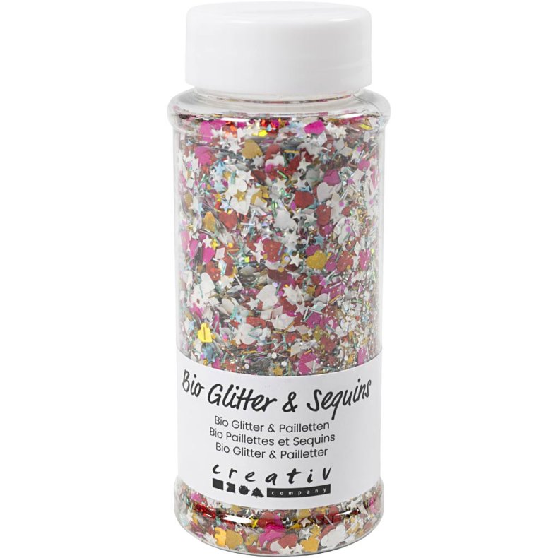 Bio-glimmer & Pailletter, ass. farver, 140ml/ 1 ds.