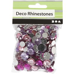 Rhinsten, runde, str. 6+9+12 mm, lilla, 360 stk./ 1 pk.