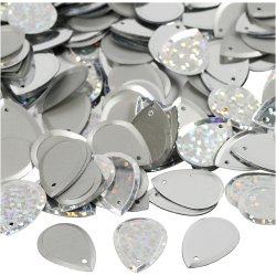 Pailletter, dr&aring;be, str. 14x19 mm, s&oslash;lv, 50 g/ 1 pk.