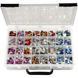 Rhinsten, diam. 6-16 mm, ass. farver, 32x360 stk./ 1 pk.