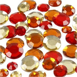 Rhinsten, runde, str. 6+9+12 mm, r&oslash;d harmoni, 360 stk./ 1 pk.