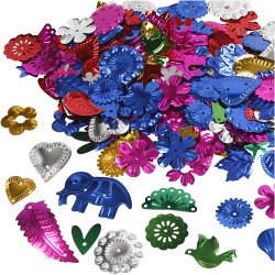 Pailletter, str. 15-45 mm, st&aelig;rke farver, 30 g/ 1 pk.