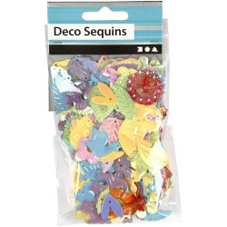 Pailletter, str. 15-45 mm, perlemorsfarver, 30 g/ 1 pk.