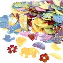 Pailletter, str. 15-45 mm, perlemorsfarver, 30 g/ 1 pk.