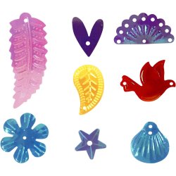 Pailletter, str. 15-45 mm, perlemorsfarver, 30 g/ 1 pk.