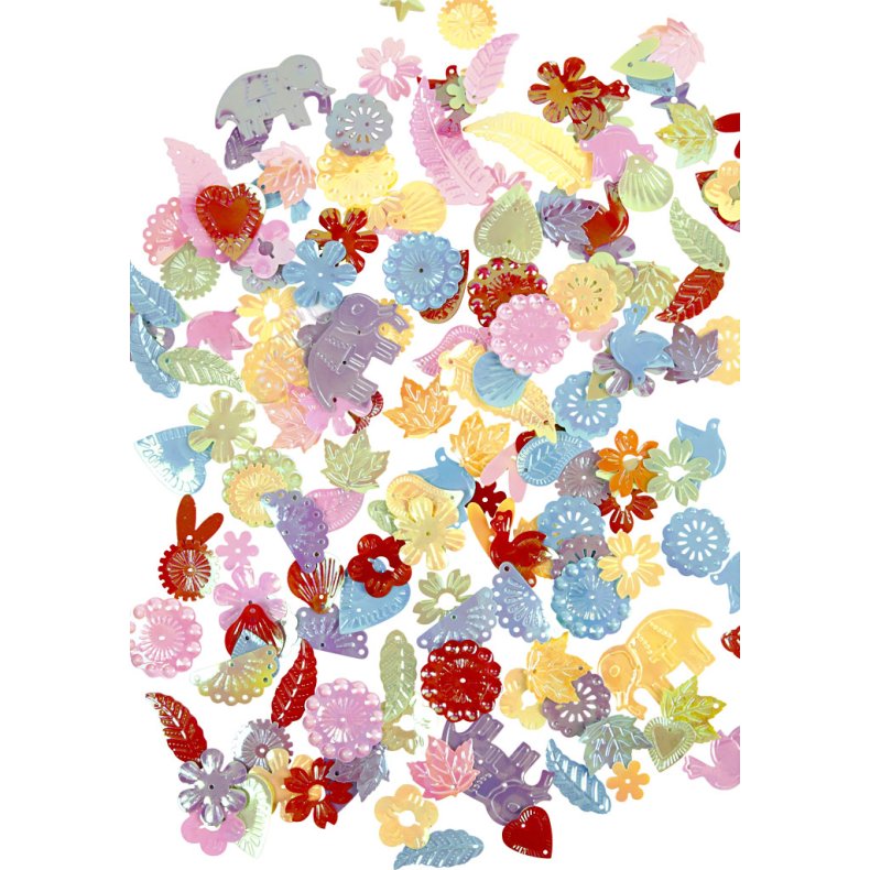 Pailletter, str. 15-45 mm, perlemorsfarver, 400 g/ 1 pk.