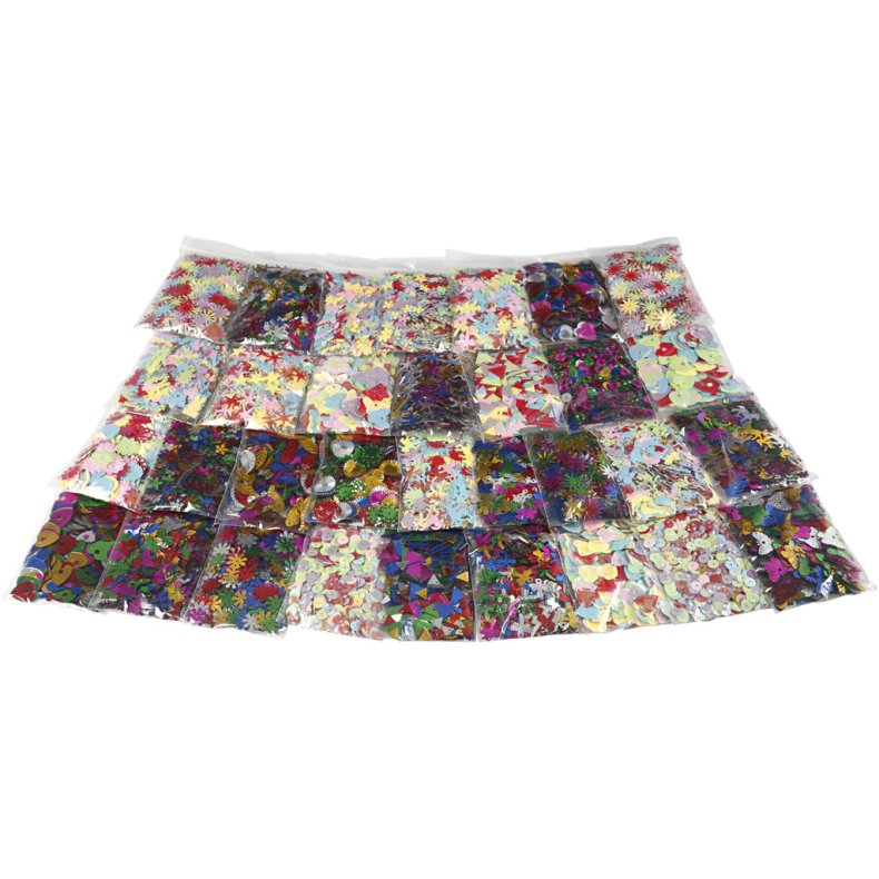 Multi pailletmix, str. 7-30 mm, ass. farver, 32x25 g/ 1 pk.