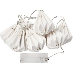 LED lyskæde med lampeskærme , H: 80 mm, L: 100 cm, diam. 65 mm, hvid, 1 stk.