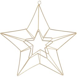 Metaloph&aelig;ng, stjerne, str. 34x30 cm, messing, 1 stk.