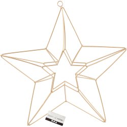 Metaloph&aelig;ng, stjerne, str. 34x30 cm, messing, 1 stk.