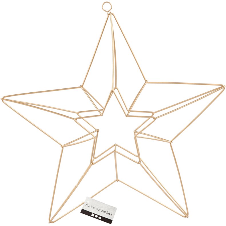 Metaloph&aelig;ng, stjerne, str. 34x30 cm, messing, 1 stk.