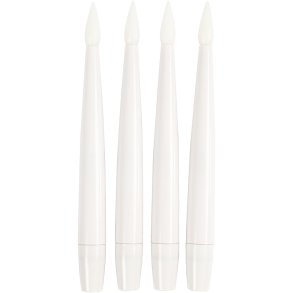 LED Juletræslys, H: 15,5 cm, diam. 14 mm, 4 stk./ 1 pk.