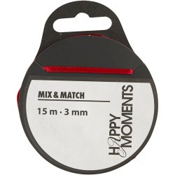 Satinb&aring;nd, B: 3 mm, vinr&oslash;d, 15 m/ 1 rl.