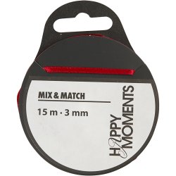 Satinb&aring;nd, B: 3 mm, vinr&oslash;d, 15 m/ 1 rl.