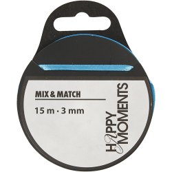 Satinb&aring;nd, B: 3 mm, lysebl&aring;, 15 m/ 1 rl.