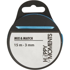 Satinbånd, B: 3 mm, lyseblå, 15 m/ 1 rl.