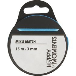 Satinb&aring;nd, B: 3 mm, lysebl&aring;, 15 m/ 1 rl.