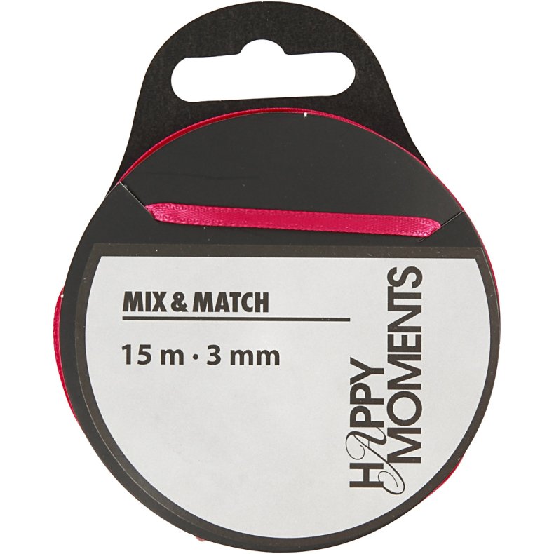 Satinb&aring;nd, B: 3 mm, pink, 15 m/ 1 rl.