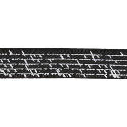 Satinb&aring;nd med print, B: 10 mm, sort, 8 m/ 1 rl.