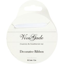 Grosgrainb&aring;nd, B: 6 mm, hvid, 15 m/ 1 rl.