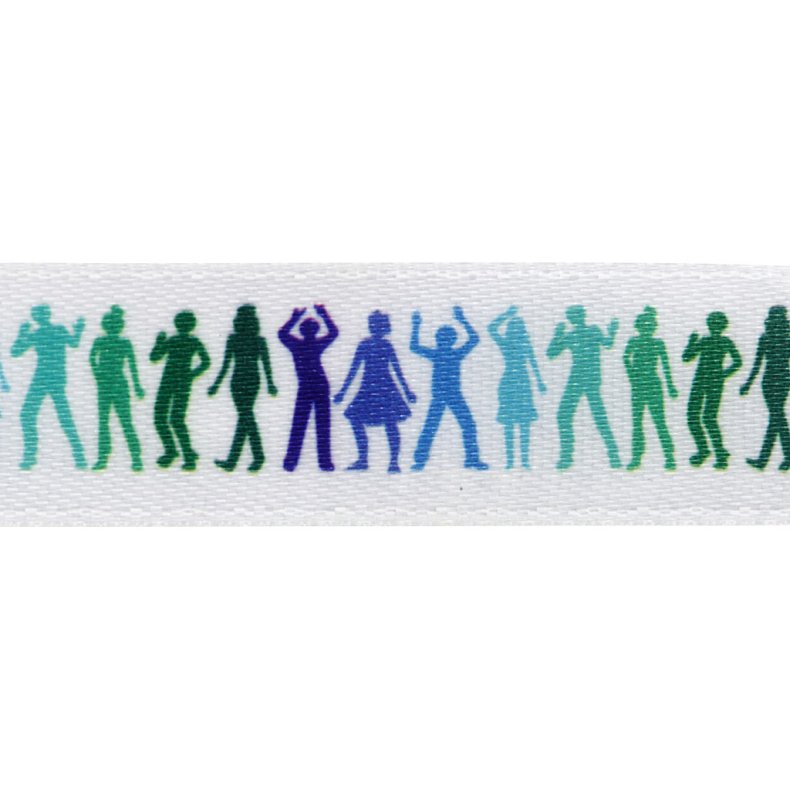 Satinb&aring;nd med print, B: 15 mm, lysebl&aring;, 6 m/ 1 rl.