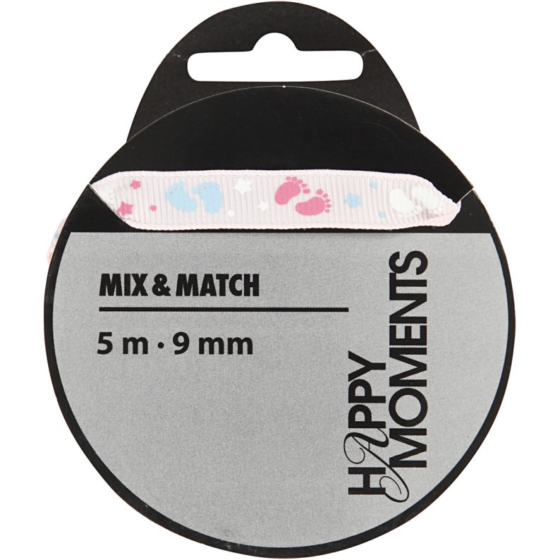 Dekorationsb&aring;nd, B: 9 mm, rosa, 5 m/ 1 rl.