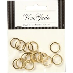 Splitring, diam. 15 mm, forgyldt, 15 stk./ 1 pk.