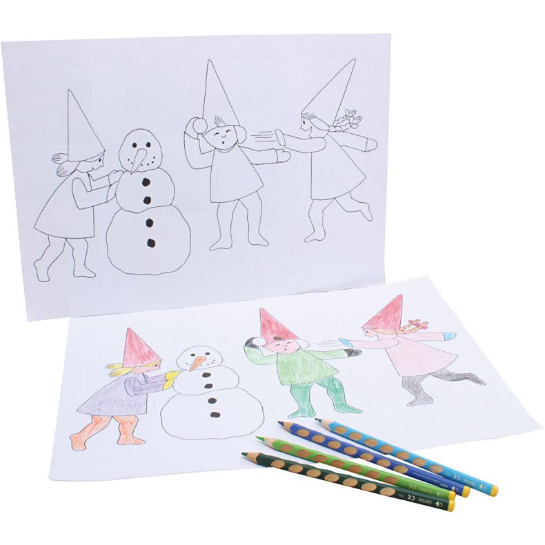 Julekalender med nisser i sneboldkamp , A3, str. 30x42 cm, hvid, 30 stk./ 1 pk.