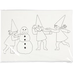 Julekalender med nisser i sneboldkamp , A3, str. 30x42 cm, hvid, 30 stk./ 1 pk.