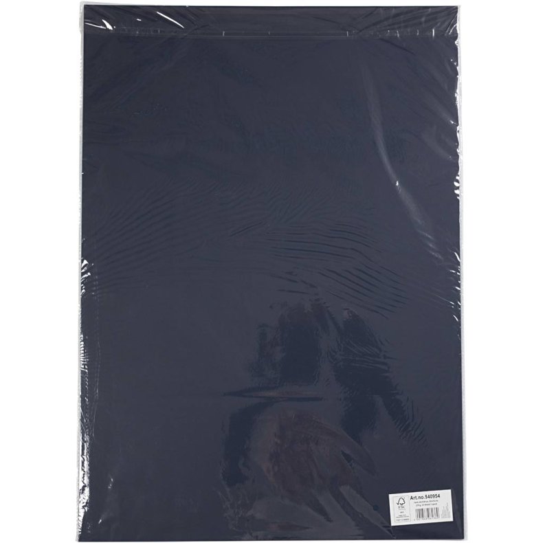 Karton, ark 50x70 cm, 270 g, m&oslash;rk bl&aring;, 10 ark/ 1 pk.