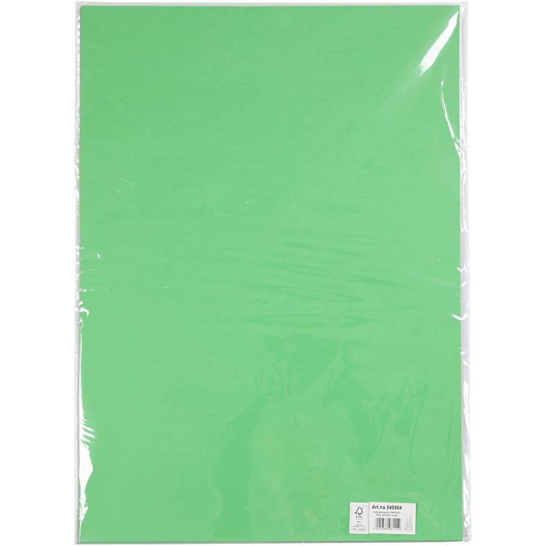 Karton, ark 50x70 cm, 270 g, gr&aelig;sgr&oslash;n, 10 ark/ 1 pk.