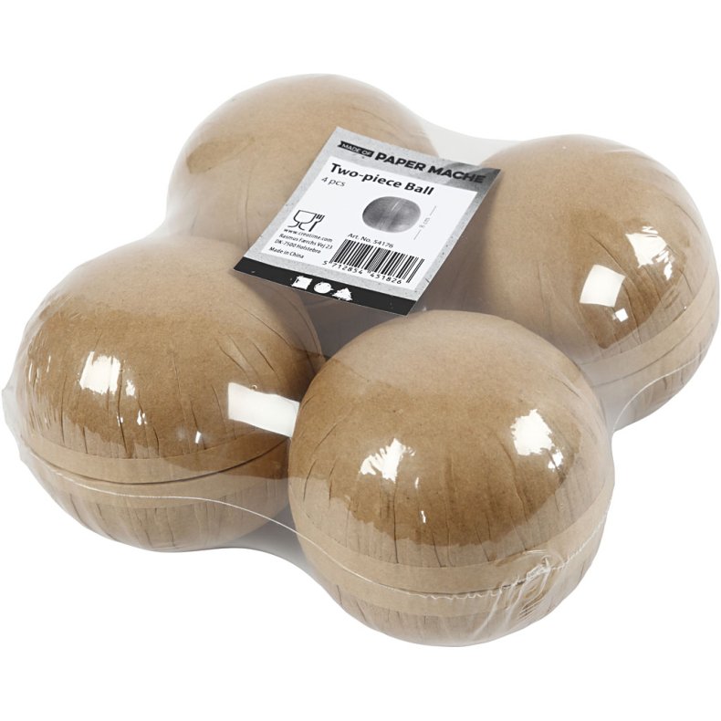 To-delt kugle, diam. 8 cm, 4 stk./ 1 pk.