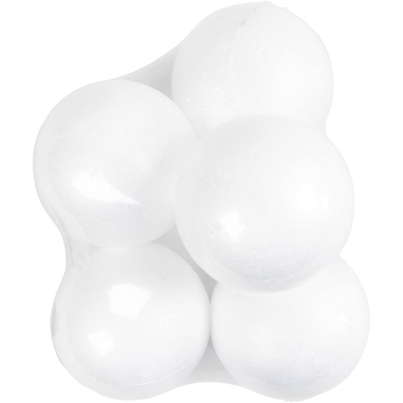 Kugle, diam. 10 cm, hvid, 5 stk./ 1 pk.