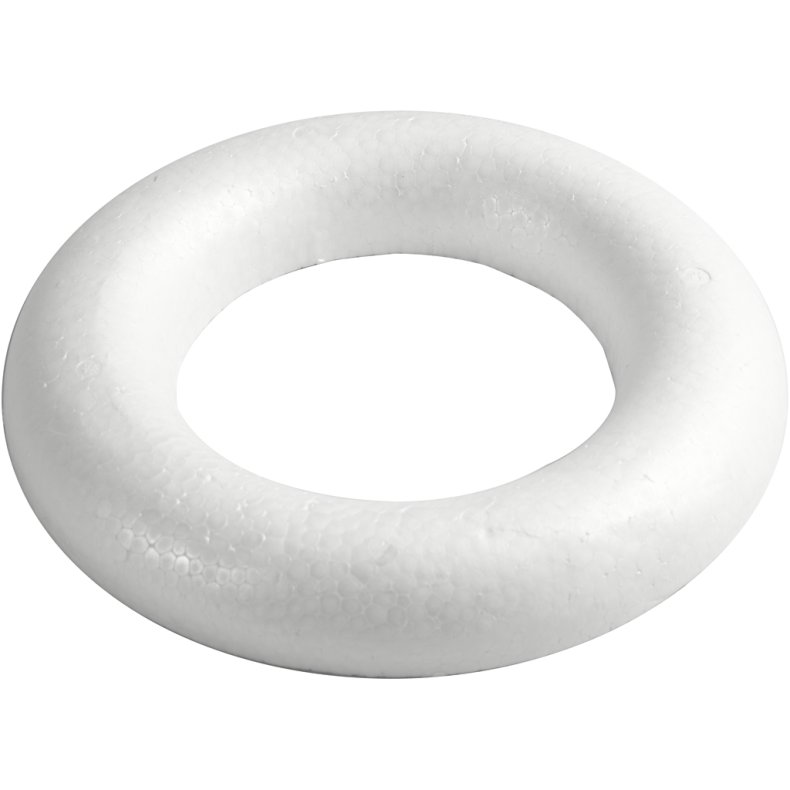 Ring med flad bagside, diam. 25 cm, tykkelse 30 mm, hvid, 1 stk.