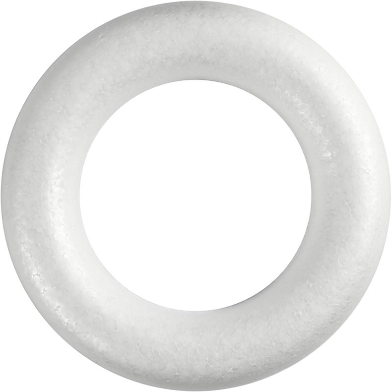 Ring med flad bagside, str. 30 cm, tykkelse 40 mm, hvid, 1 stk.